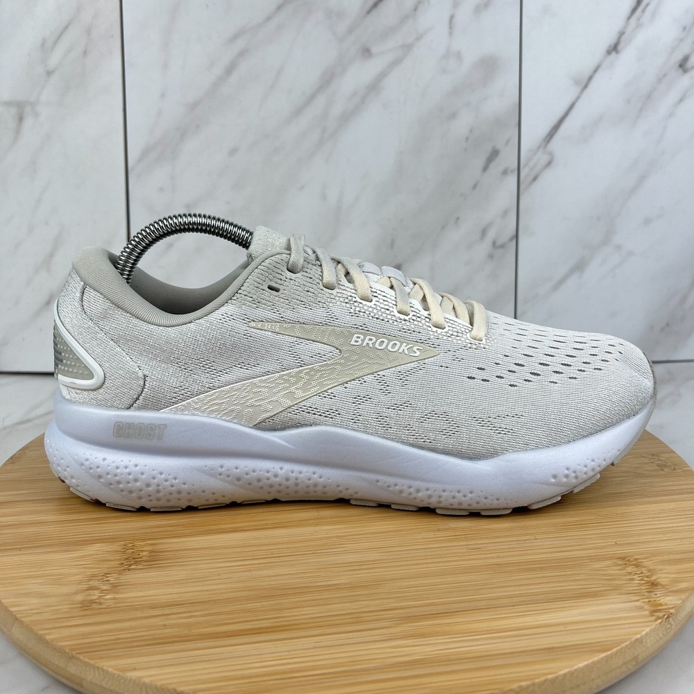Brooks Ghost 16 Womens Size 10.5 B White Grey Athletic Running Shoes 1204071B151